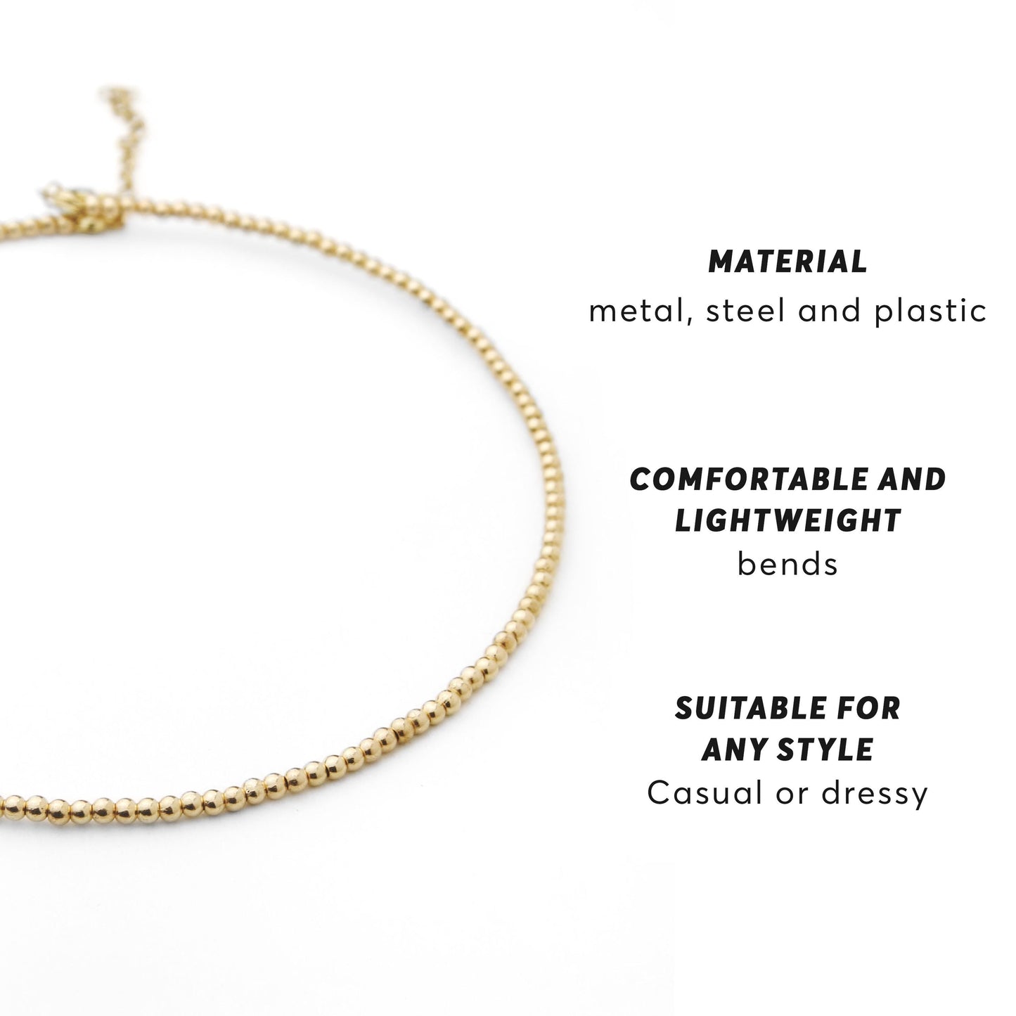 Gold or Silver Beaded Choker Necklace, Dainty Minimalist Bead Choker, Thin Layering Necklace for Women, Festival or Everyday Jewelry