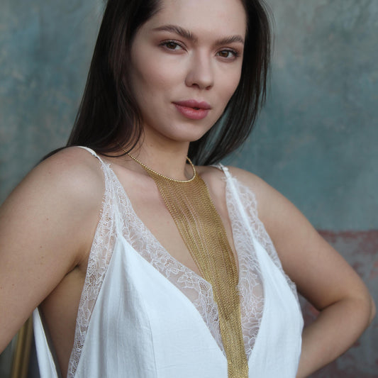 Chains Fringe Choker Necklace, Boho Statement Choker, Dainty Layered Necklace, Elegant Cascade Necklace for Women, Festival Accessory