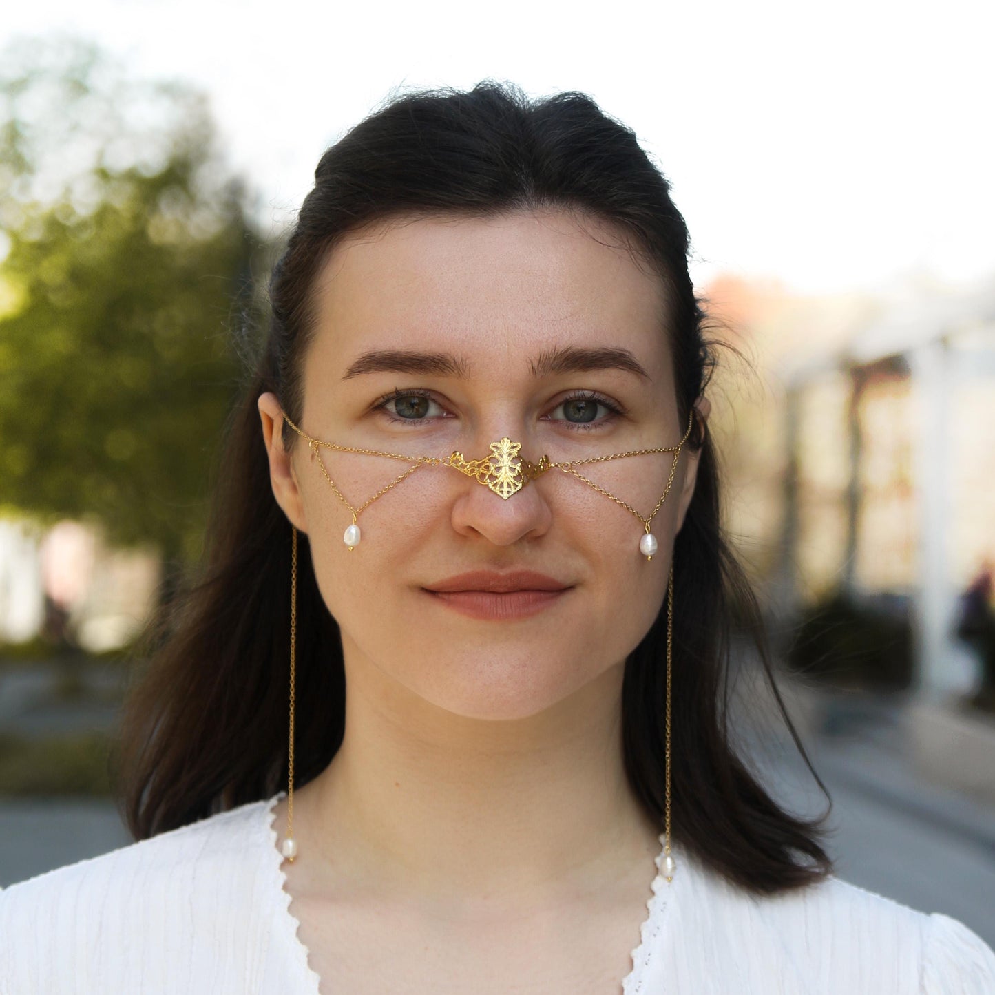 Face Chain with Teardrop Charm, Bridal Headpiece, Delicate Wedding Jewelry, Unique Face Accessory, Gift for Bride or Bridesmaids