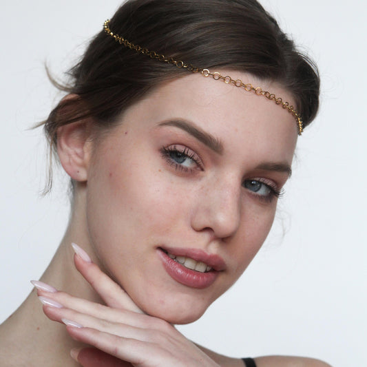 Forehead Chain with Coins and Beads, Boho Headpiece for Women, Festival Hair Jewelry, Statement Head Chain for Party or Night Out