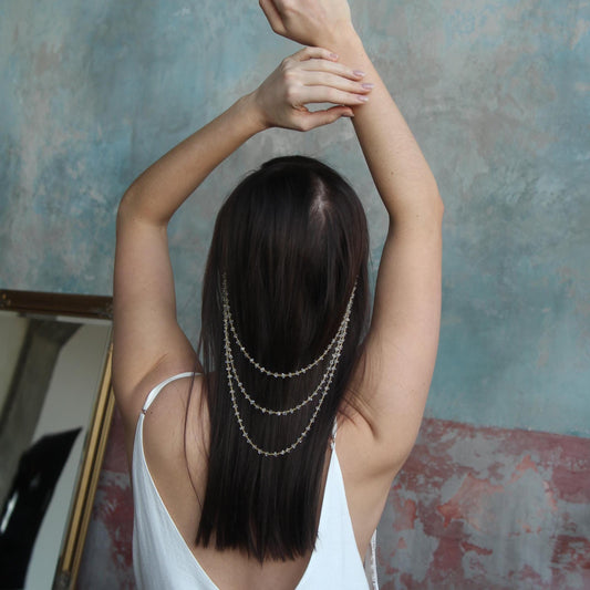 Crystal Chain Metal Headband, Sparkling Dangling Hair Jewelry for Women, Statement Headpiece for Party, Festival or Wedding