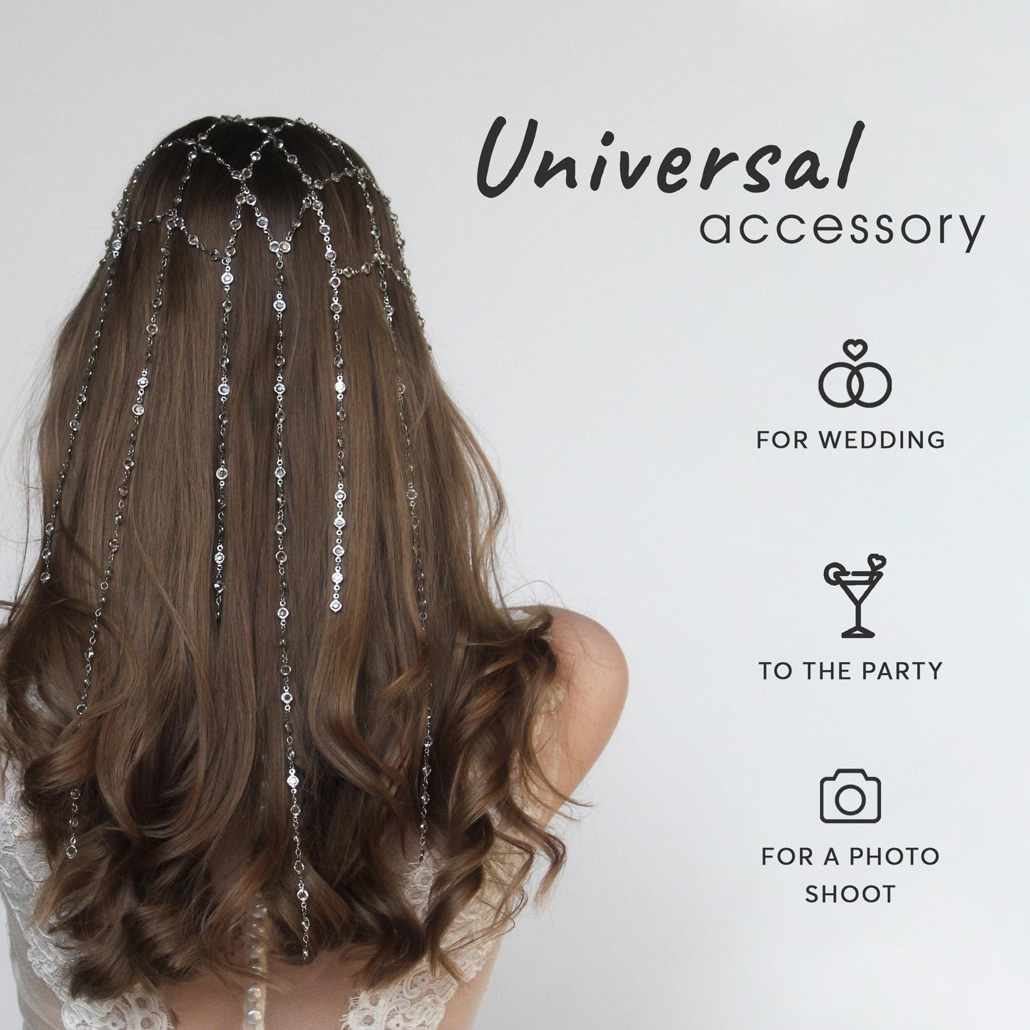 Sparkling Crystal Chain Headpiece, Elegant Bridal Hair Accessory, Wedding Hairpiece, Boho Wedding Jewelry, Gift for Bride or Bridesmaid