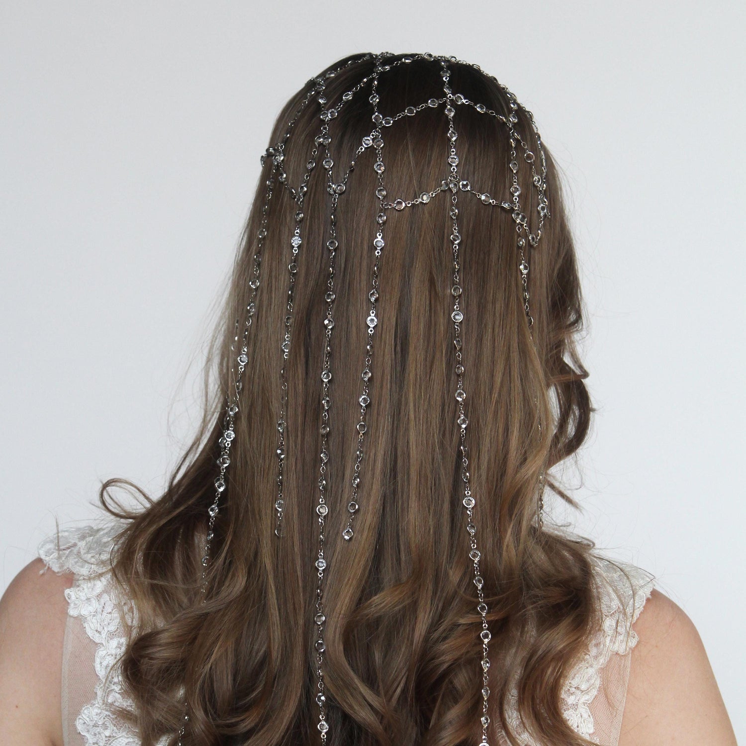 Sparkling Crystal Chain Headpiece, Elegant Bridal Hair Accessory, Wedding Hairpiece, Boho Wedding Jewelry, Gift for Bride or Bridesmaid