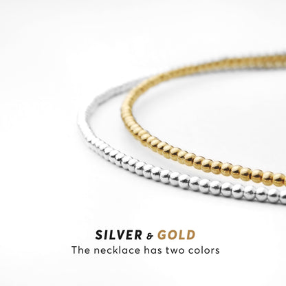 Gold or Silver Beaded Choker Necklace, Dainty Minimalist Bead Choker, Thin Layering Necklace for Women, Festival or Everyday Jewelry