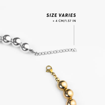 Chunky Beaded Choker Necklace, Half Gold Half Silver Statement Jewelry, Bold Mixed Metal Bead Necklace for Party, Festival Accessories