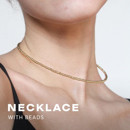 Gold or Silver Beaded Choker Necklace, Dainty Minimalist Bead Choker, Thin Layering Necklace for Women, Festival or Everyday Jewelry