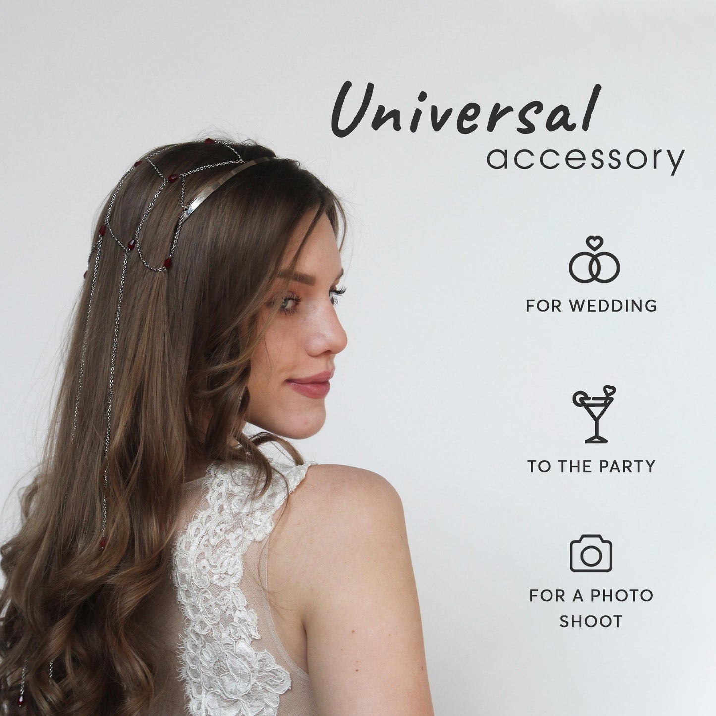 Bridal Head Chain with Freshwater Pearls or Crystals, Elegant Dangling Headpiece, Boho Wedding Hair Jewelry for Bride or Bridesmaid