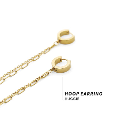Extra Long Chain Hoop Earrings, Statement Dangle Hoops, Grunge Street Rave Jewelry, Bold Linked Drop Earrings, Edgy Party Accessory