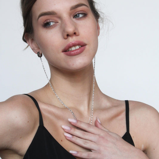 Extra Long Chain Hoop Earrings, Statement Dangle Hoops, Grunge Street Rave Jewelry, Bold Linked Drop Earrings, Edgy Party Accessory
