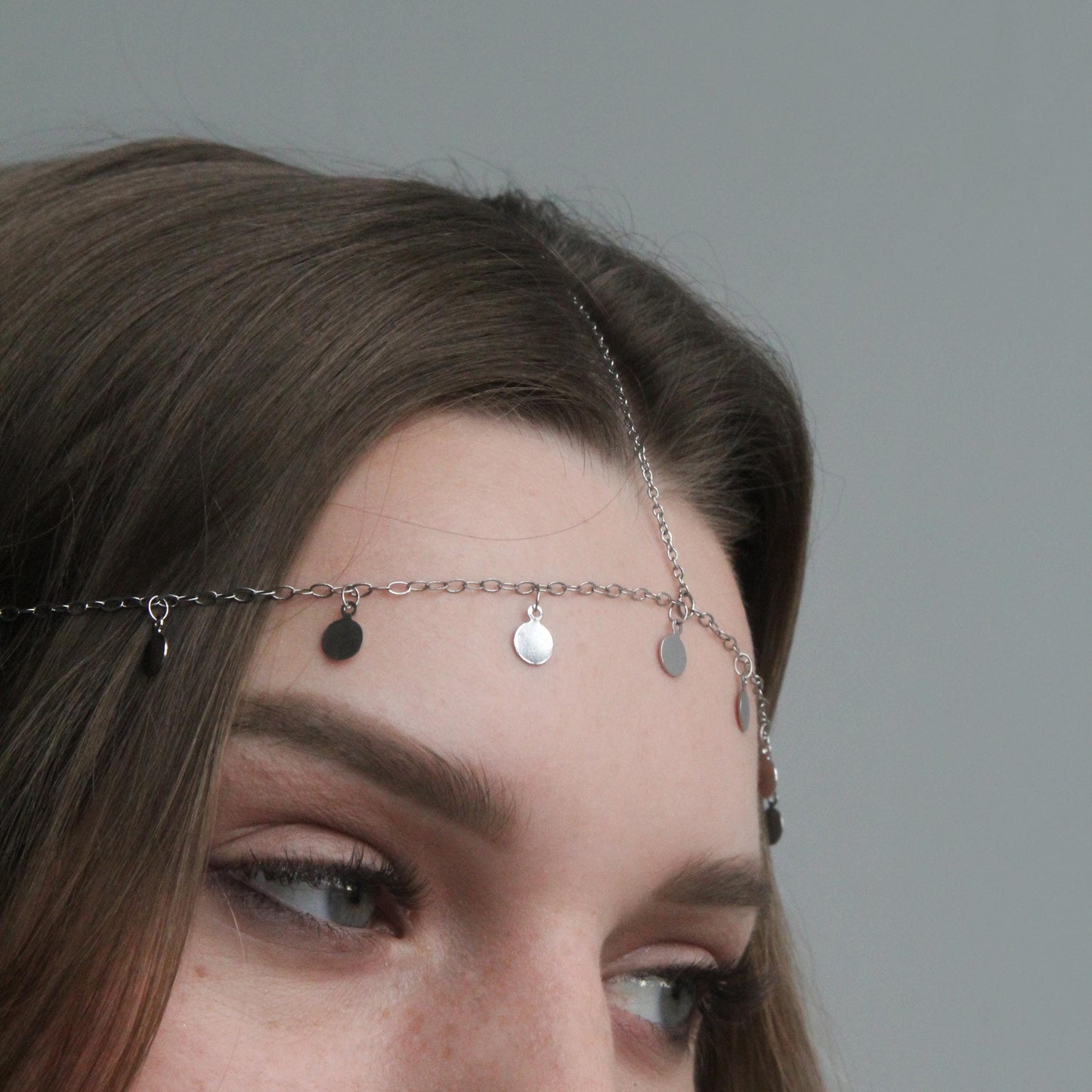 Boho Coin Dangle Headpiece, Gypsy Festival Head Chain, Belly Dance Hair Jewelry, Vintage Coin Headband, Elegant Bohemian Hair Accessory
