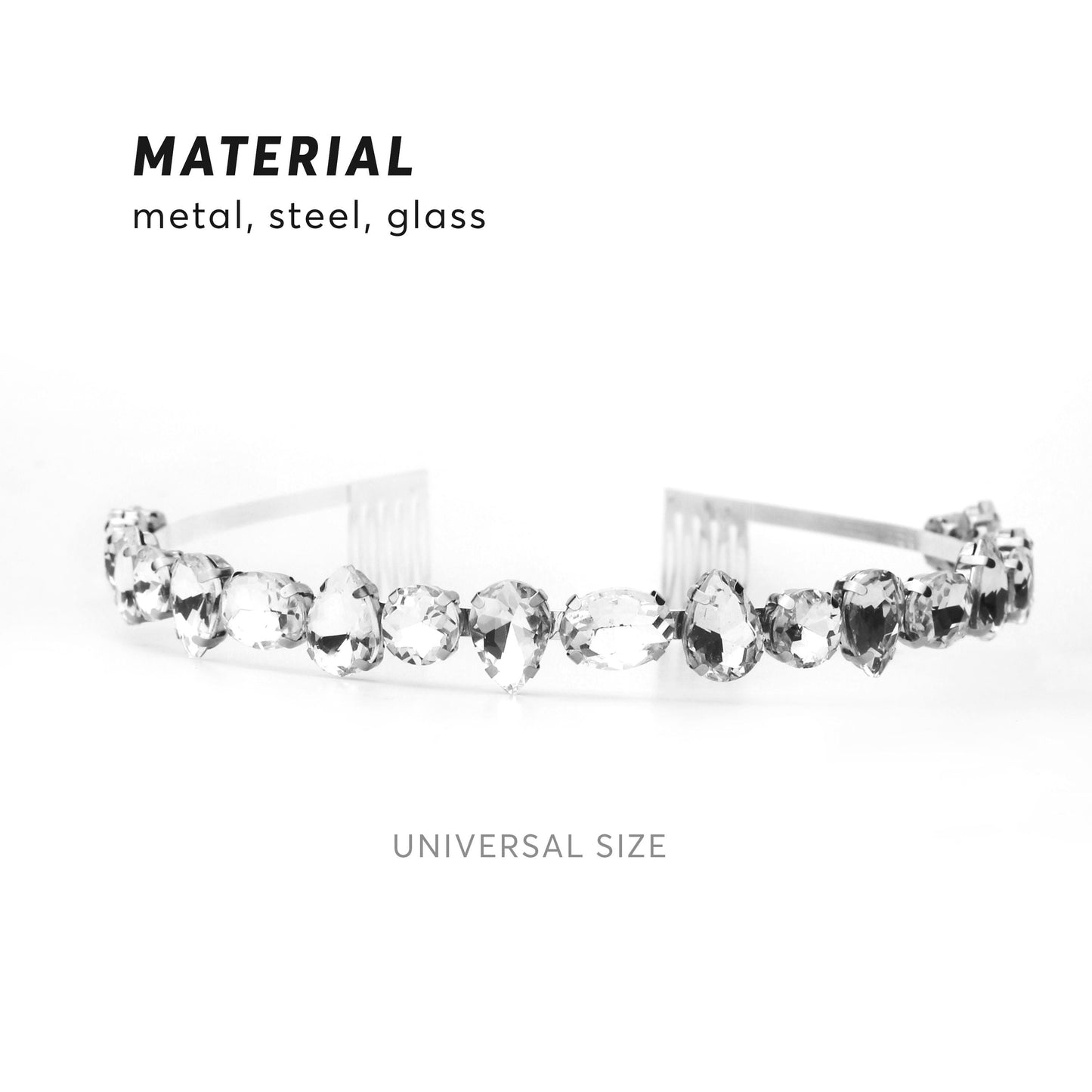 Crystal Bridal Halo Headband with Combs – Vintage-Inspired Tiara