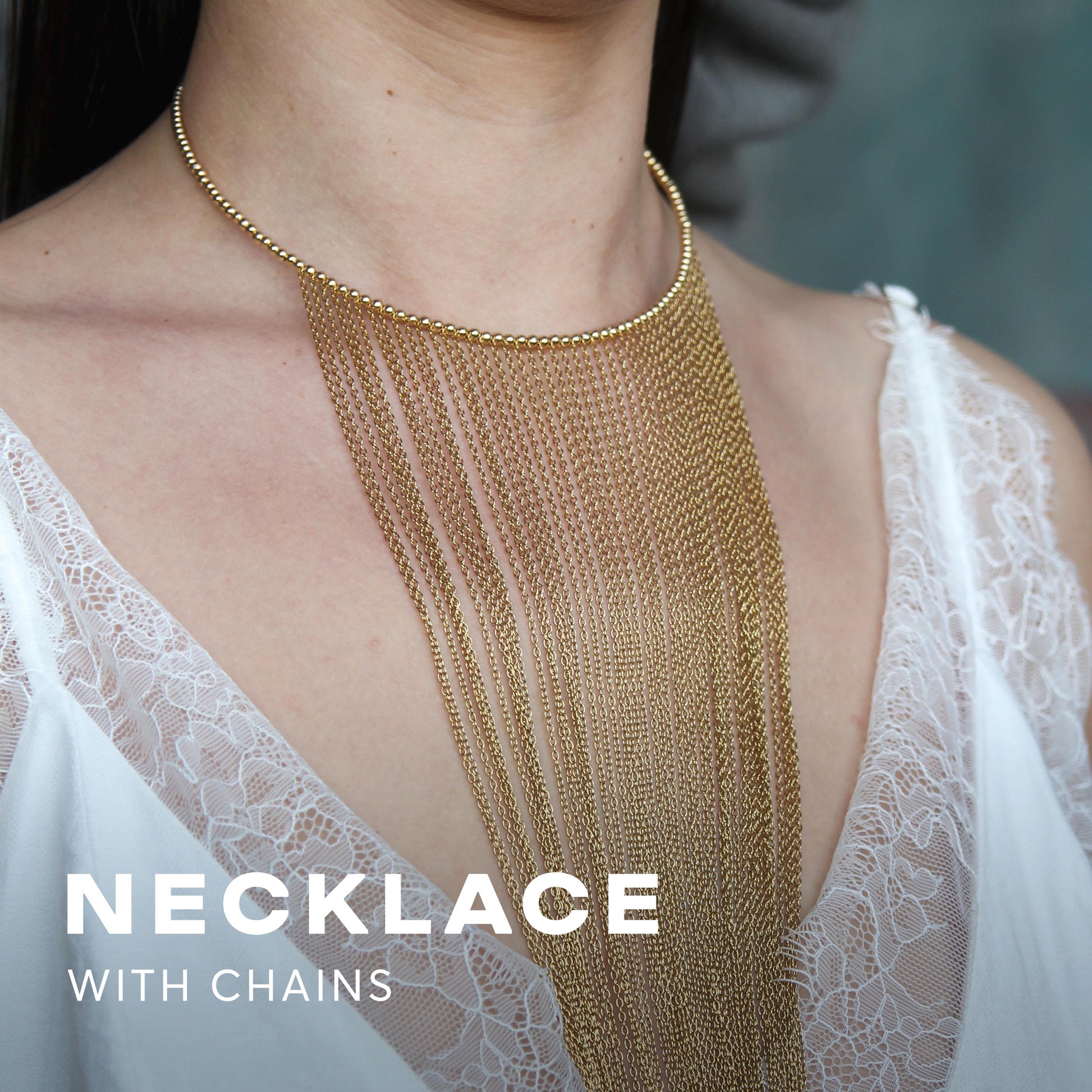 Chains Fringe Choker Necklace, Boho Statement Choker, Dainty Layered Necklace, Elegant Cascade Necklace for Women, Festival Accessory
