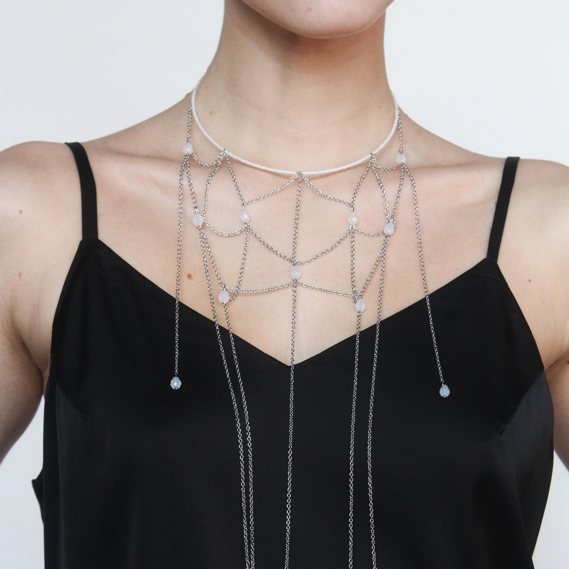 Burning Man Body Chain Choker, Festival Statement Jewelry, Drape Chain Necklace, Rave Outfit Accessory, Cyberpunk Desert Look