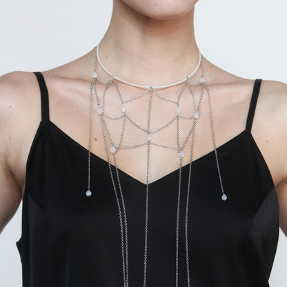 Burning Man Body Chain Choker, Festival Statement Jewelry, Drape Chain Necklace, Rave Outfit Accessory, Cyberpunk Desert Look