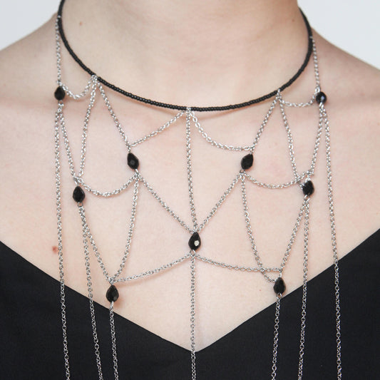 Burning Man Body Chain Choker, Festival Statement Jewelry, Drape Chain Necklace, Rave Outfit Accessory, Cyberpunk Desert Look