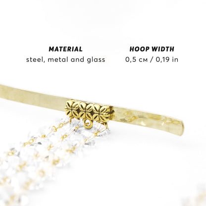 Crystal Chain Metal Headband, Sparkling Dangling Hair Jewelry for Women, Statement Headpiece for Party, Festival or Wedding