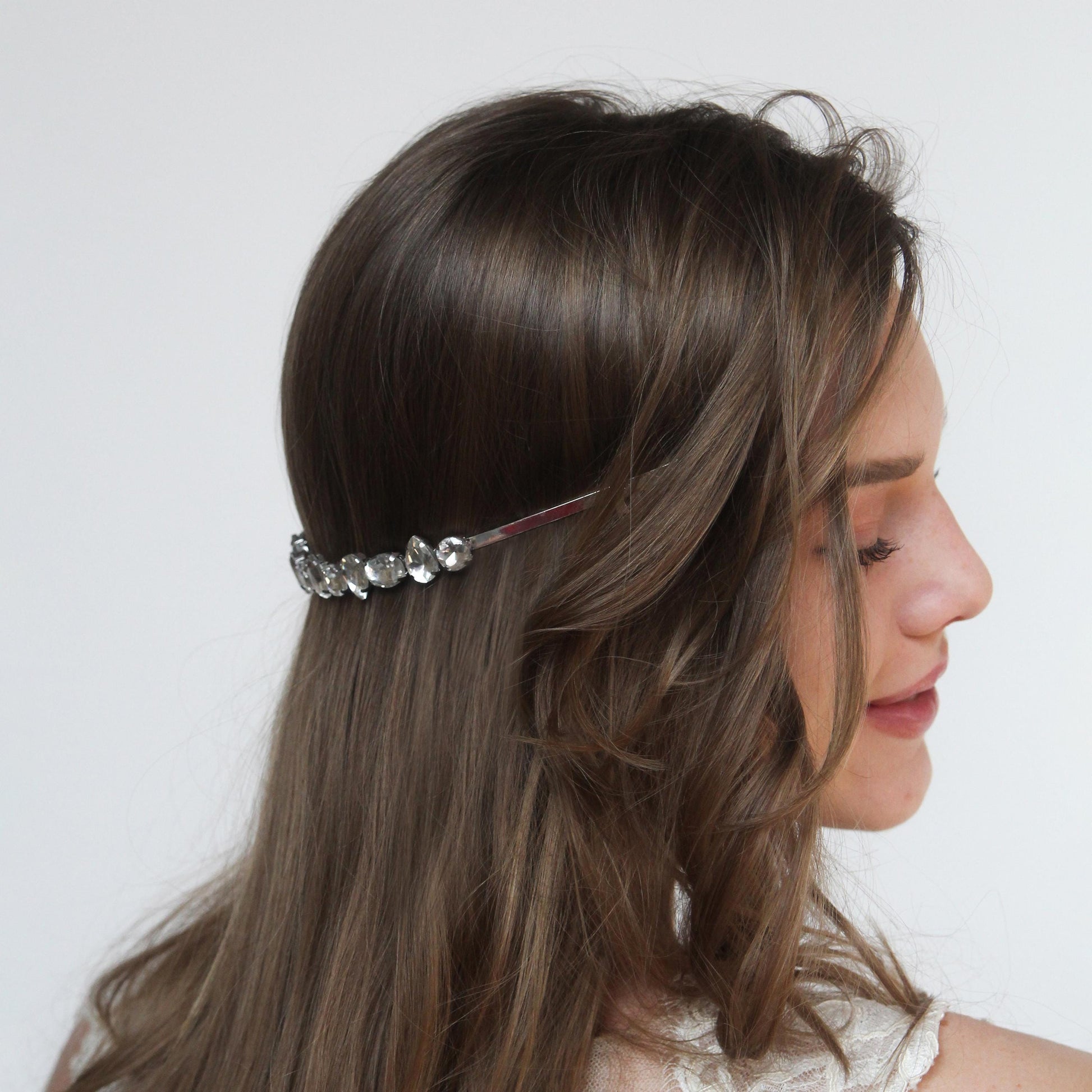 Crystal Bridal Halo Headband with Combs – Vintage-Inspired Tiara