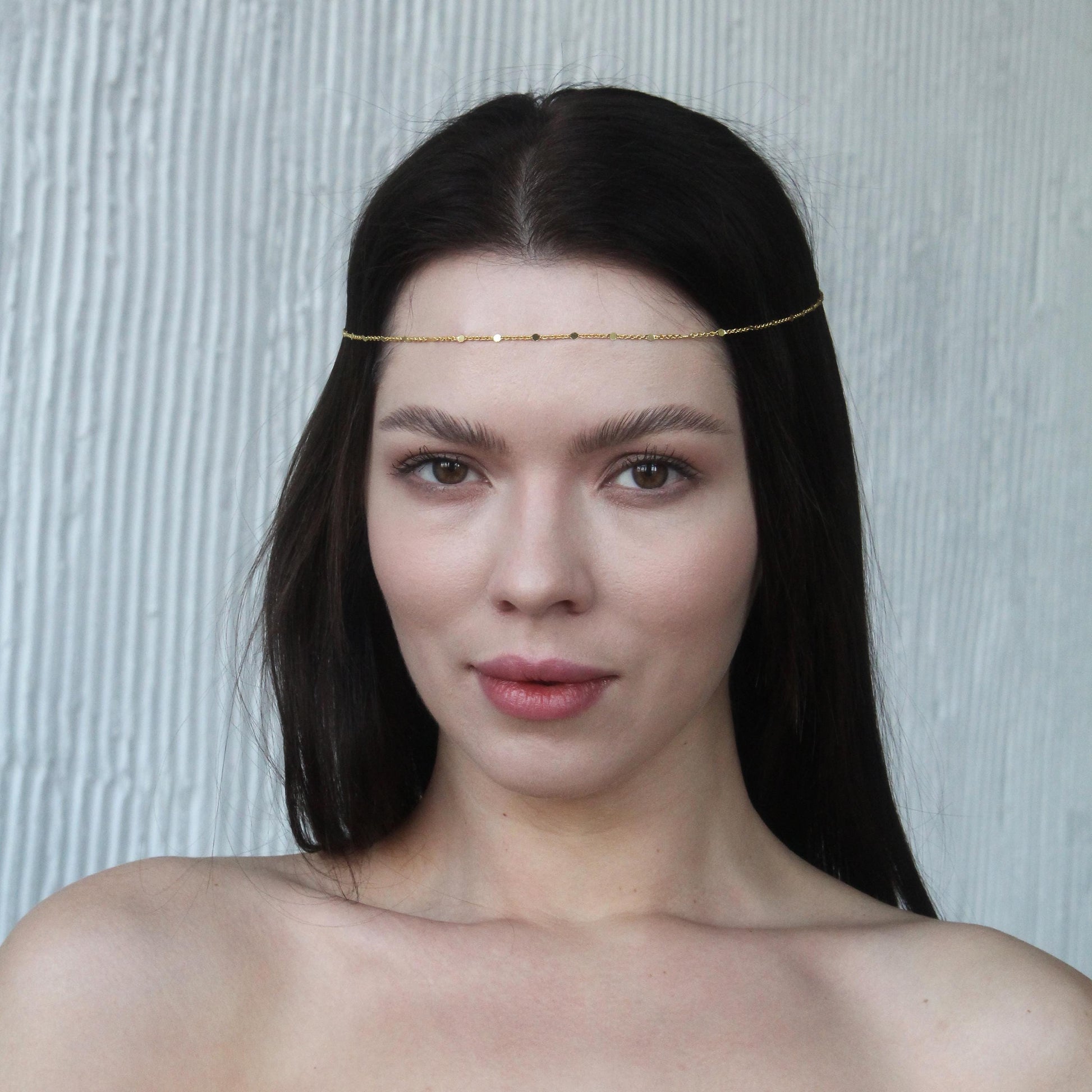 Forehead Chain with Coins and Beads, Boho Headpiece for Women, Festival Hair Jewelry, Statement Head Chain for Party or Night Out