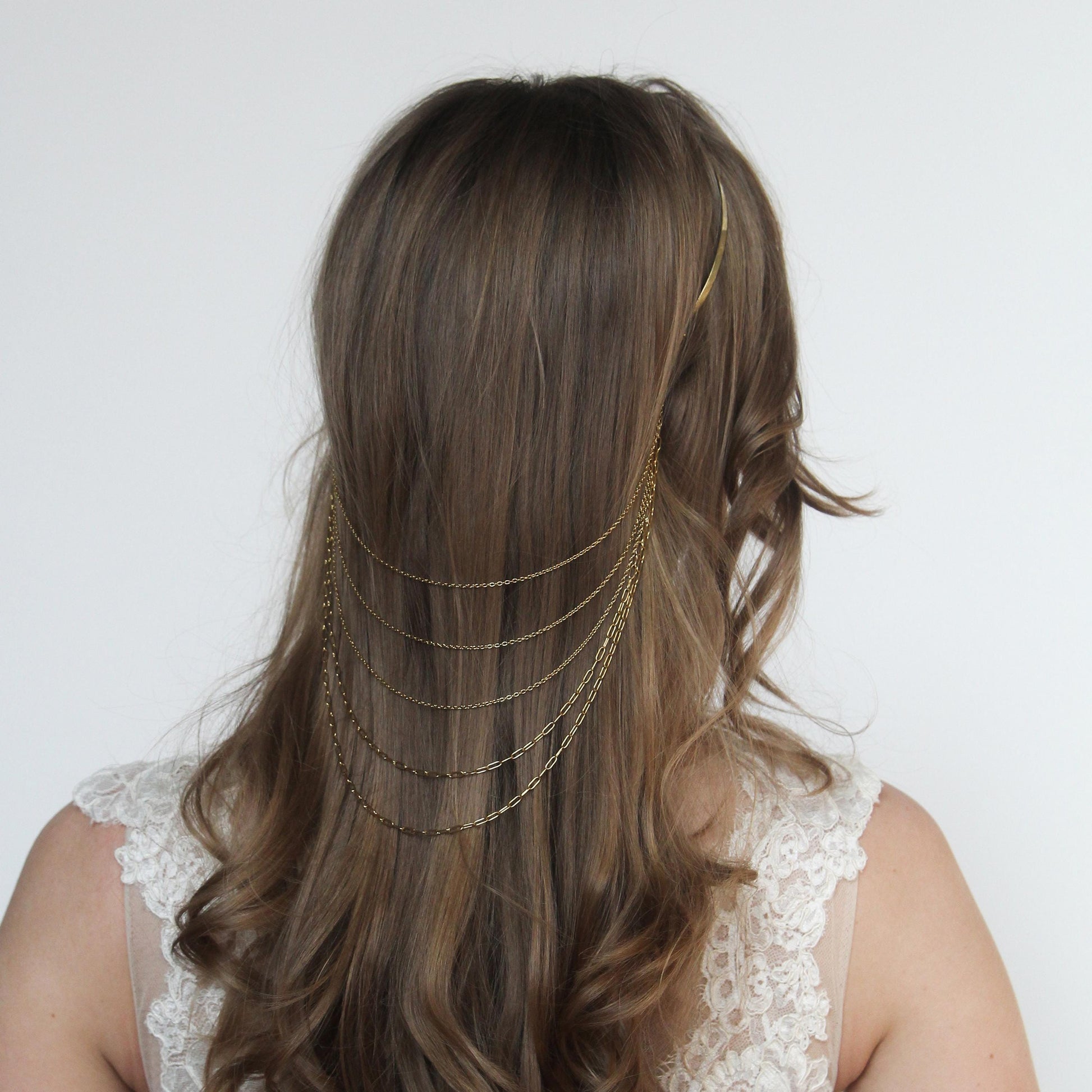 Chain Drop Headband, Elegant Hair Accessory with Dangling Chains, Modern Boho Headpiece