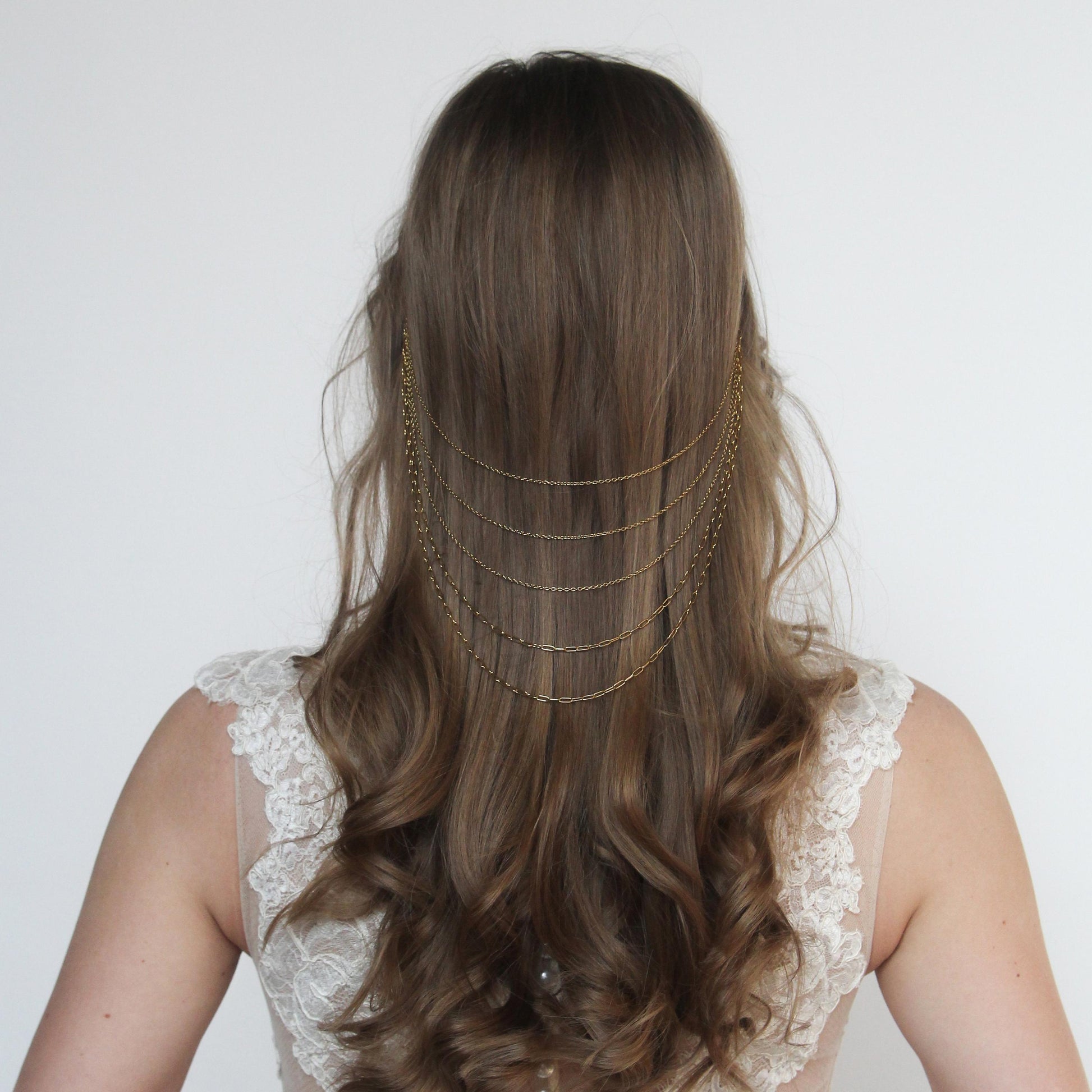 Delicate Metal Headband with Cascading Chains, Elegant Boho Hairpiece for Bride or Bridesmaid, Wedding Hair Jewelry, Festival Accessory