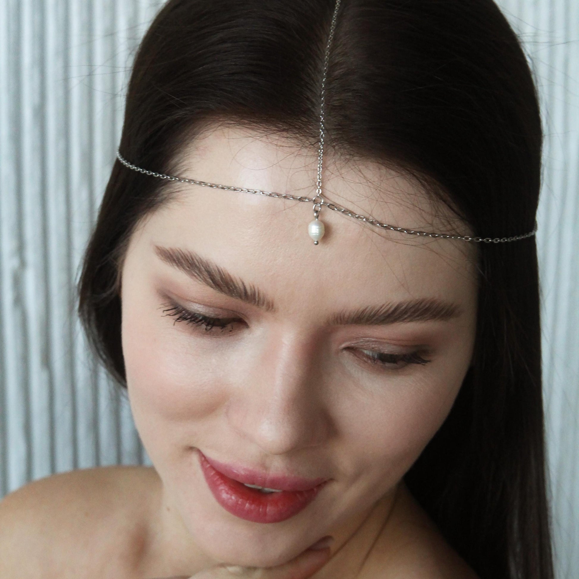 Elegant Tikka Headpiece, Classic or Dangling Pearl or Crystal Pendant, Boho Bridal Hair Jewelry, Wedding & Festival Forehead Accessory
