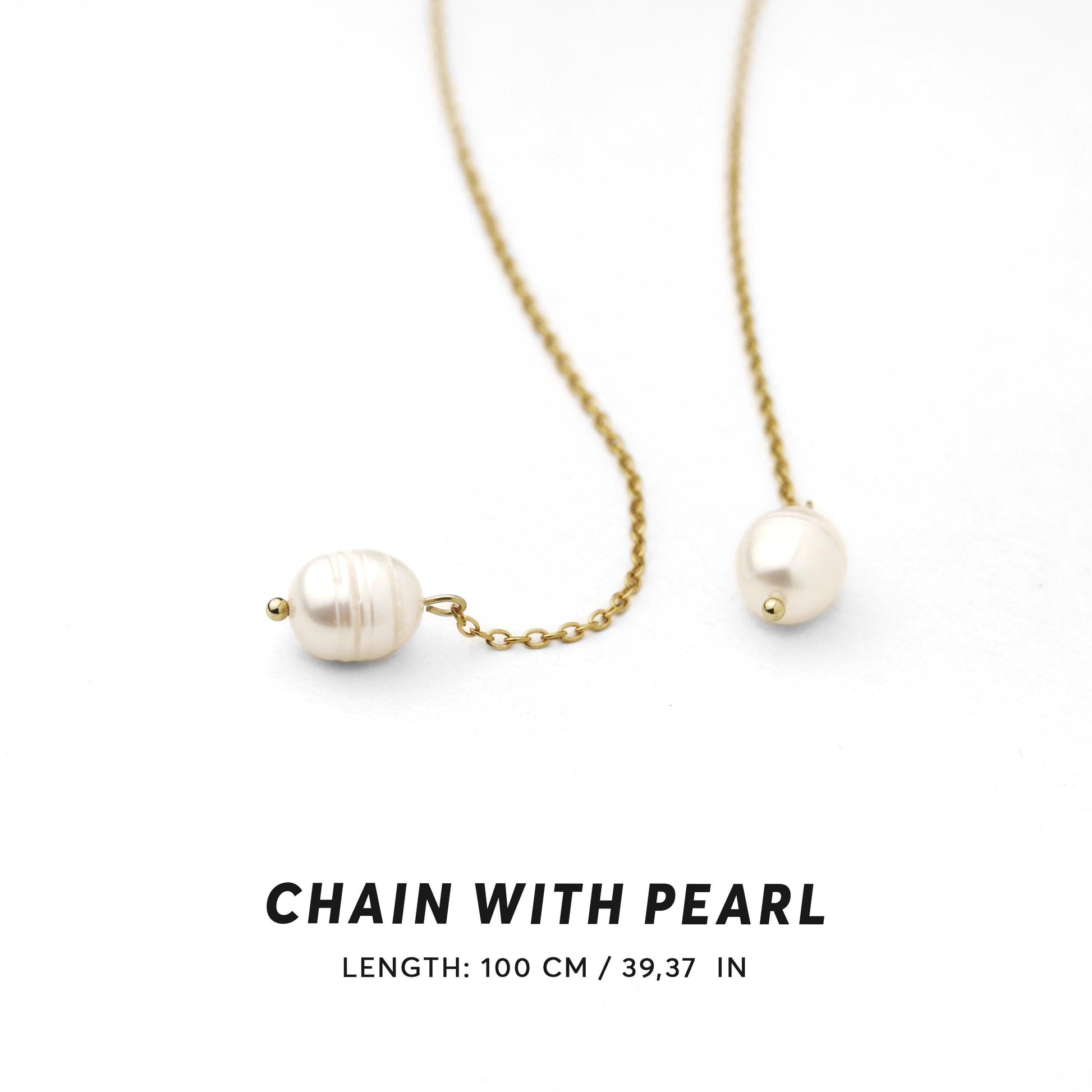Layered Necklace with Freshwater Pearls, Y Chain Choker, Long Dainty Gold or Silver Necklace, Elegant Jewelry for Women, Wife Birthday Gift