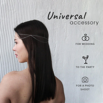 Freshwater Pearl Head Chain, Bridal Wedding Headpiece, Silver Forehead Jewelry, Boho Hair Chain, Maang Tikka for Bride