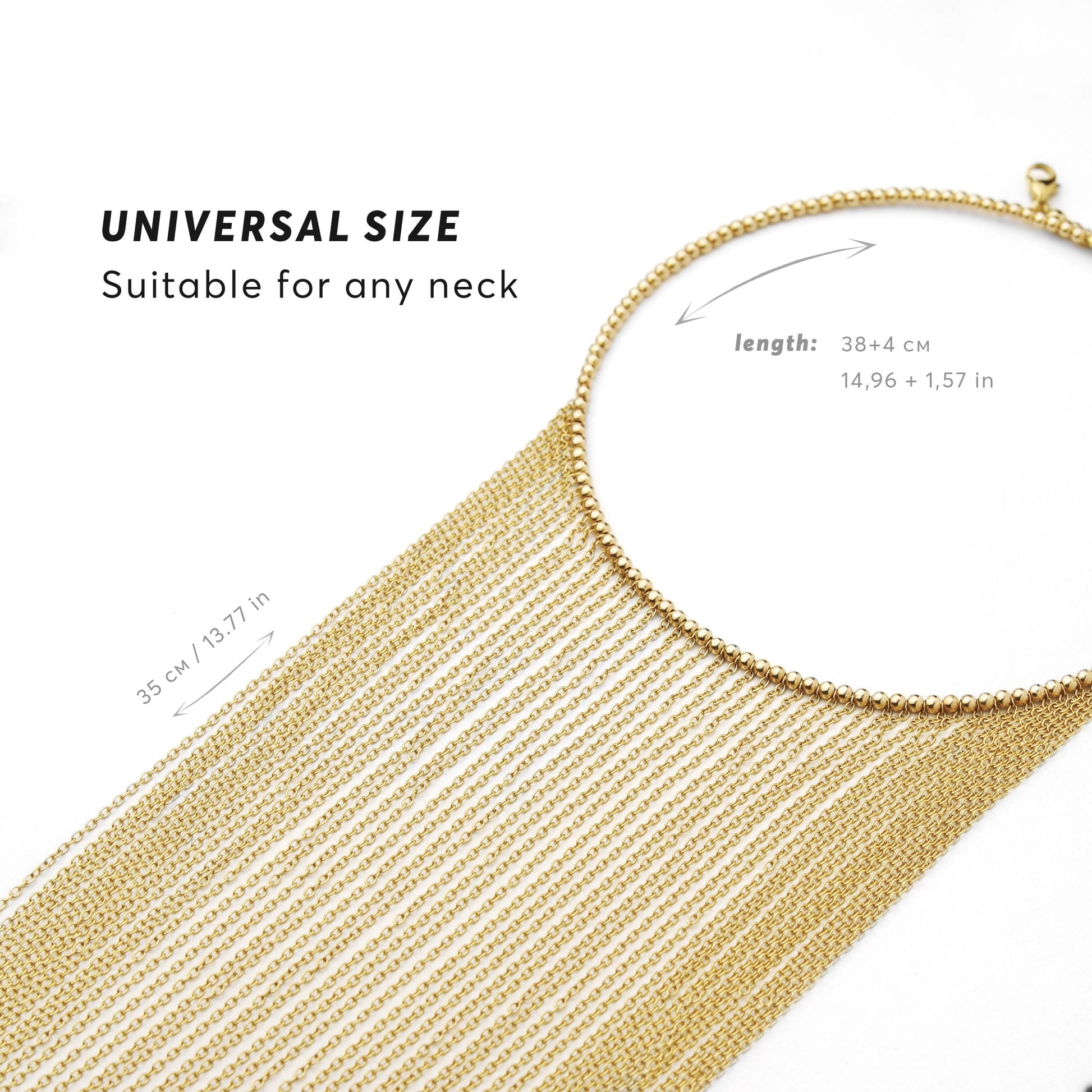 Chains Fringe Choker Necklace, Boho Statement Choker, Dainty Layered Necklace, Elegant Cascade Necklace for Women, Festival Accessory