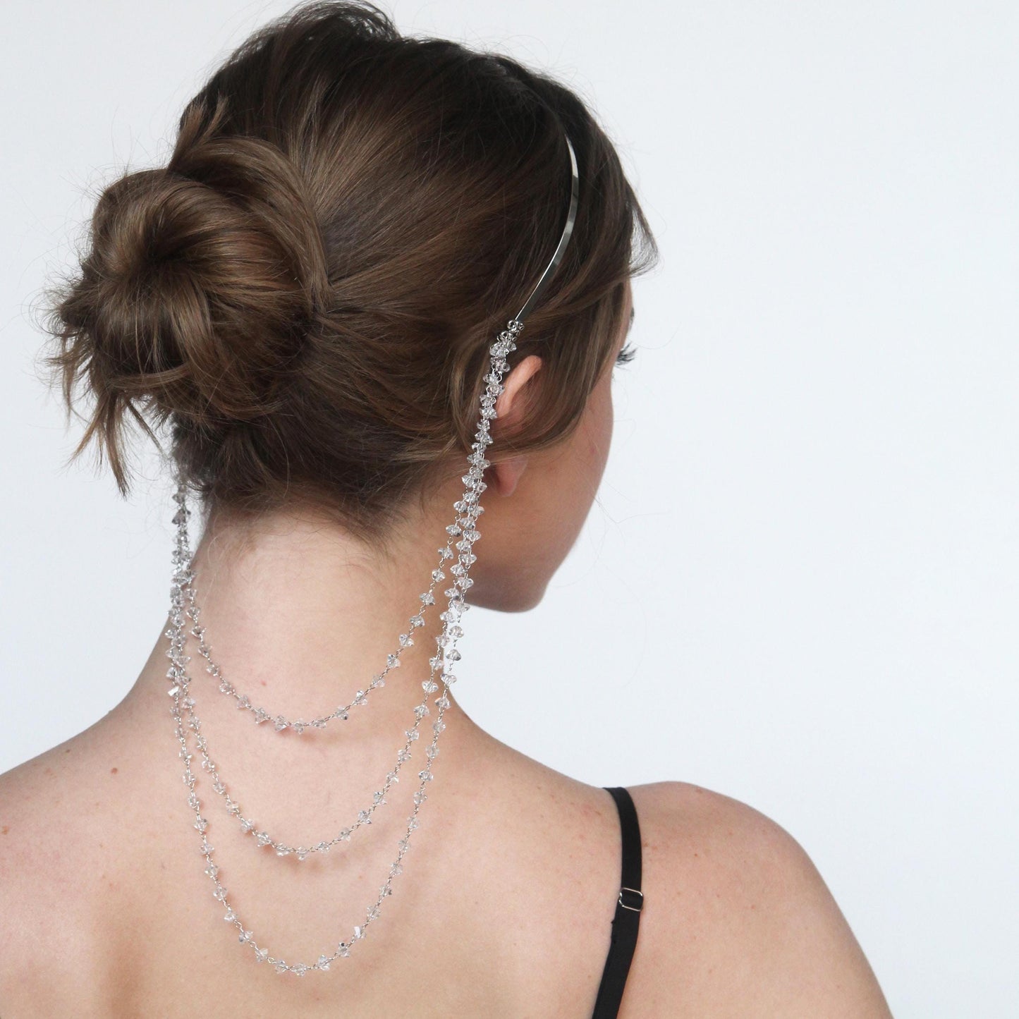 Crystal Chain Metal Headband, Sparkling Dangling Hair Jewelry for Women, Statement Headpiece for Party, Festival or Wedding