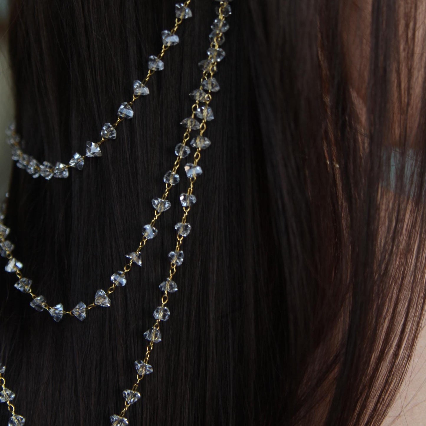 Crystal Chain Metal Headband, Sparkling Dangling Hair Jewelry for Women, Statement Headpiece for Party, Festival or Wedding