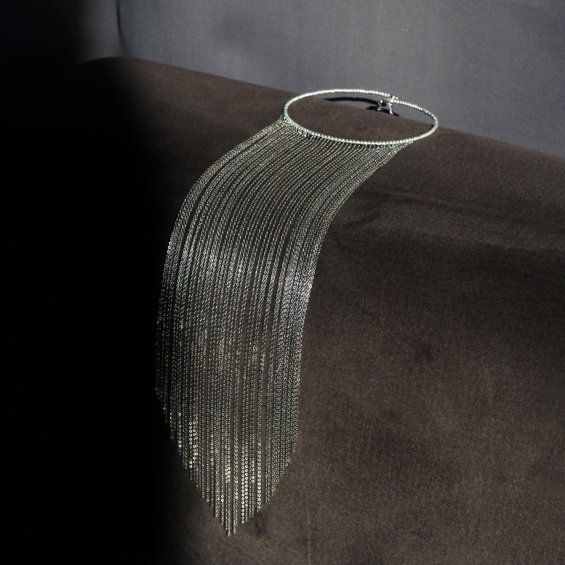 Chains Fringe Choker Necklace, Boho Statement Choker, Dainty Layered Necklace, Elegant Cascade Necklace for Women, Festival Accessory