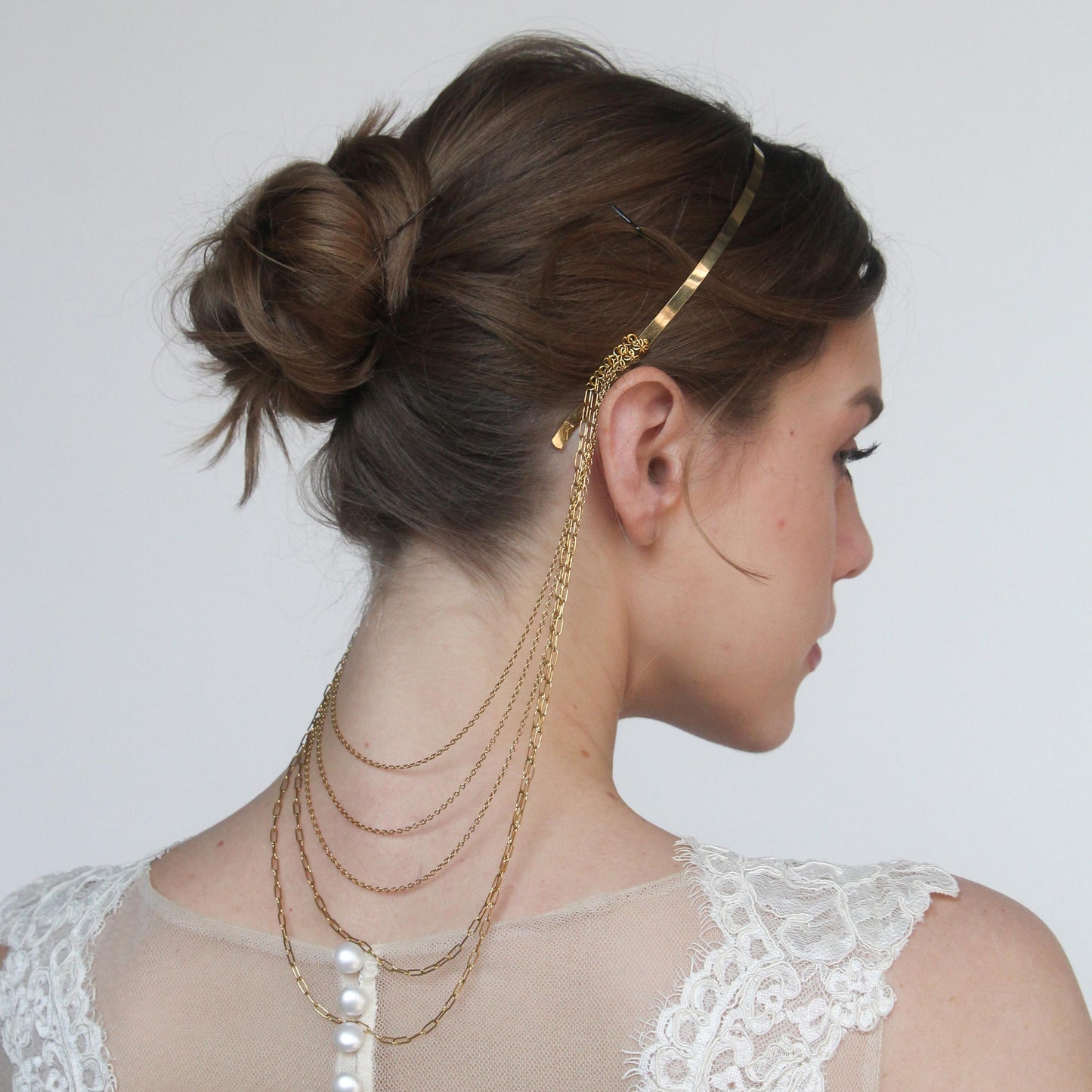 Delicate Metal Headband with Cascading Chains, Elegant Boho Hairpiece for Bride or Bridesmaid, Wedding Hair Jewelry, Festival Accessory