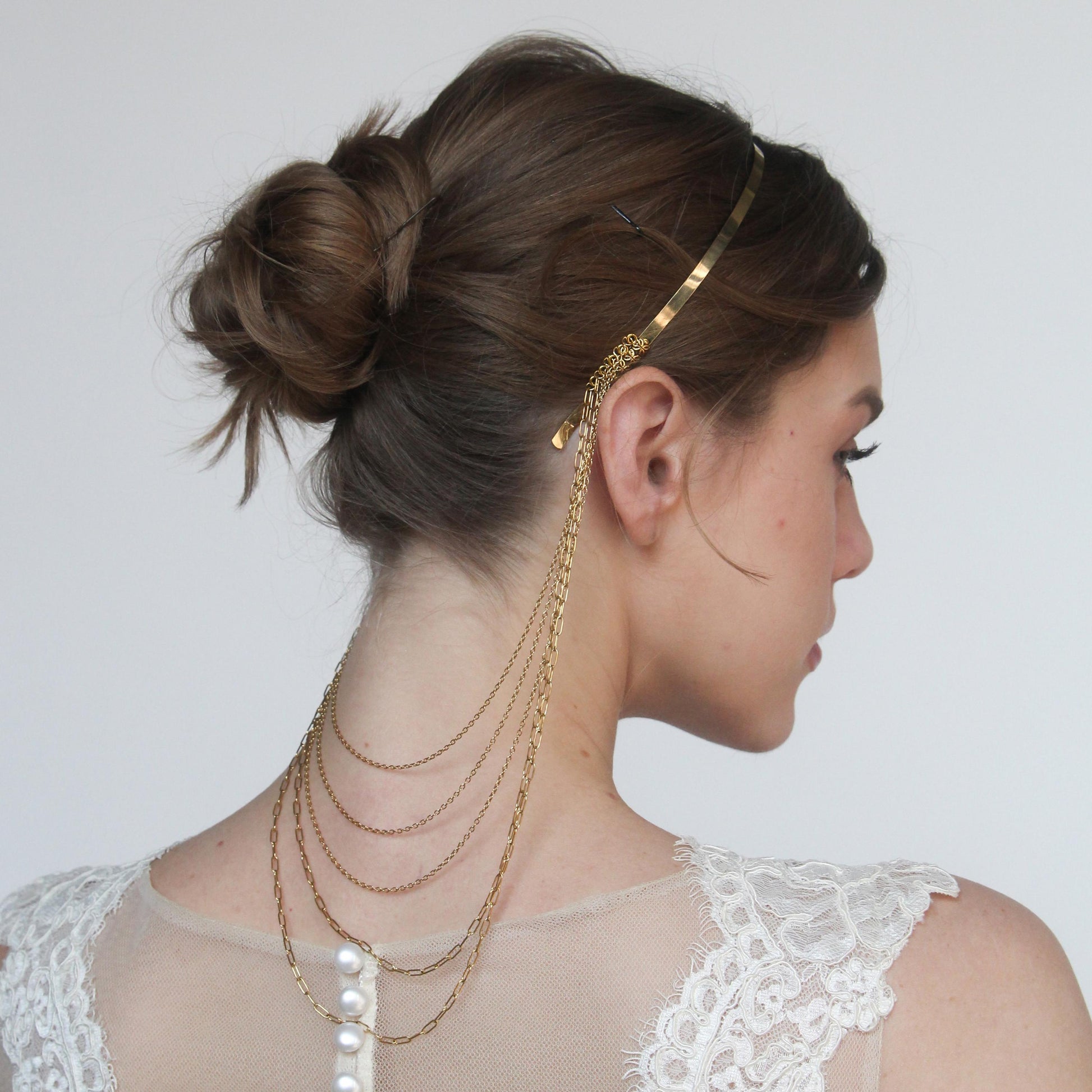 Delicate Metal Headband with Cascading Chains, Elegant Boho Hairpiece for Bride or Bridesmaid, Wedding Hair Jewelry, Festival Accessory