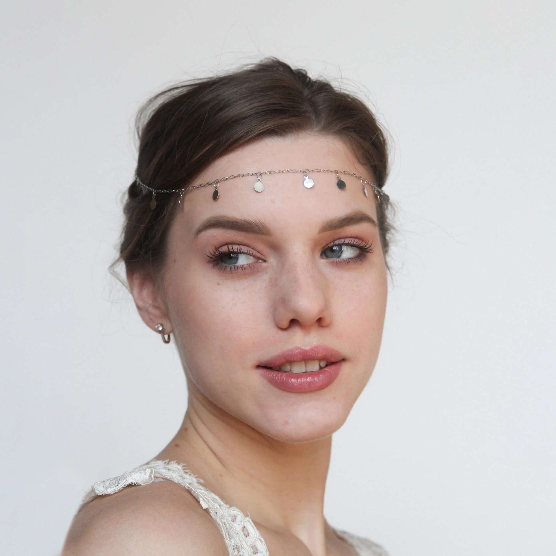 Forehead Chain with Coins and Beads, Boho Headpiece for Women, Festival Hair Jewelry, Statement Head Chain for Party or Night Out