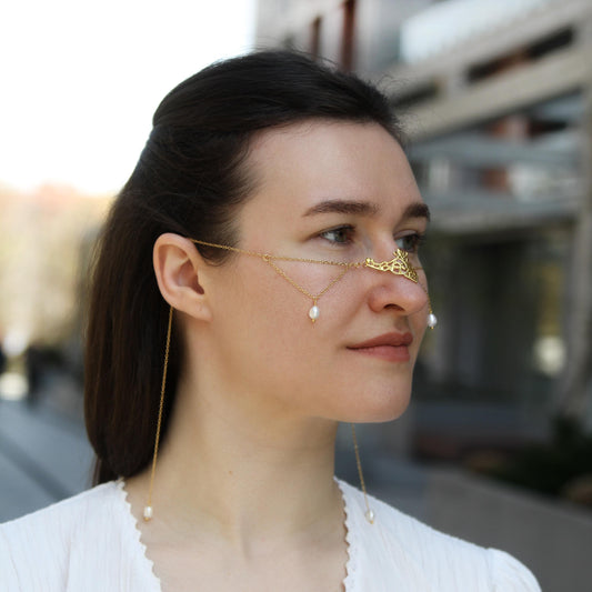 Face Chain with Teardrop Charm, Bridal Headpiece, Delicate Wedding Jewelry, Unique Face Accessory, Gift for Bride or Bridesmaids