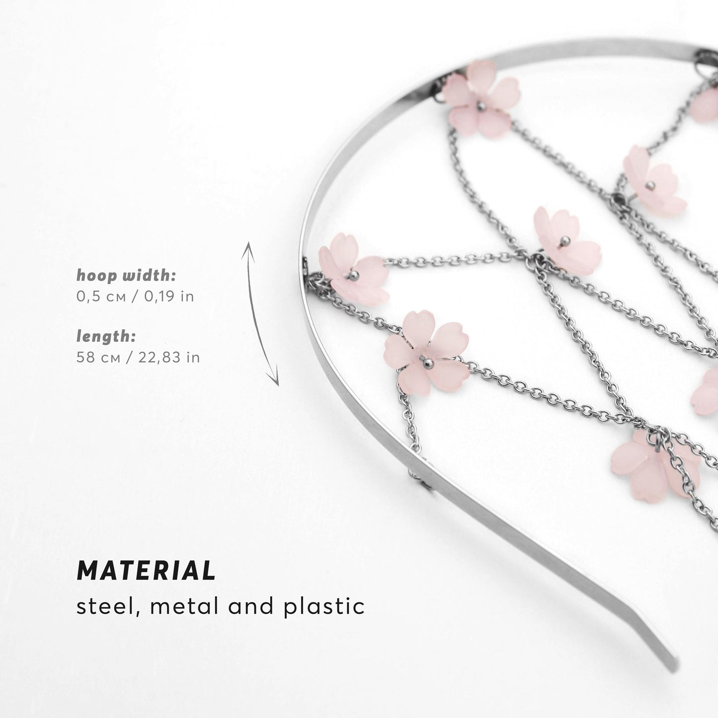 Floral Metal Veil for Women, Boho Headpiece with Flowers and Chains, Bridal Hair Accessory, Festival Jewelry