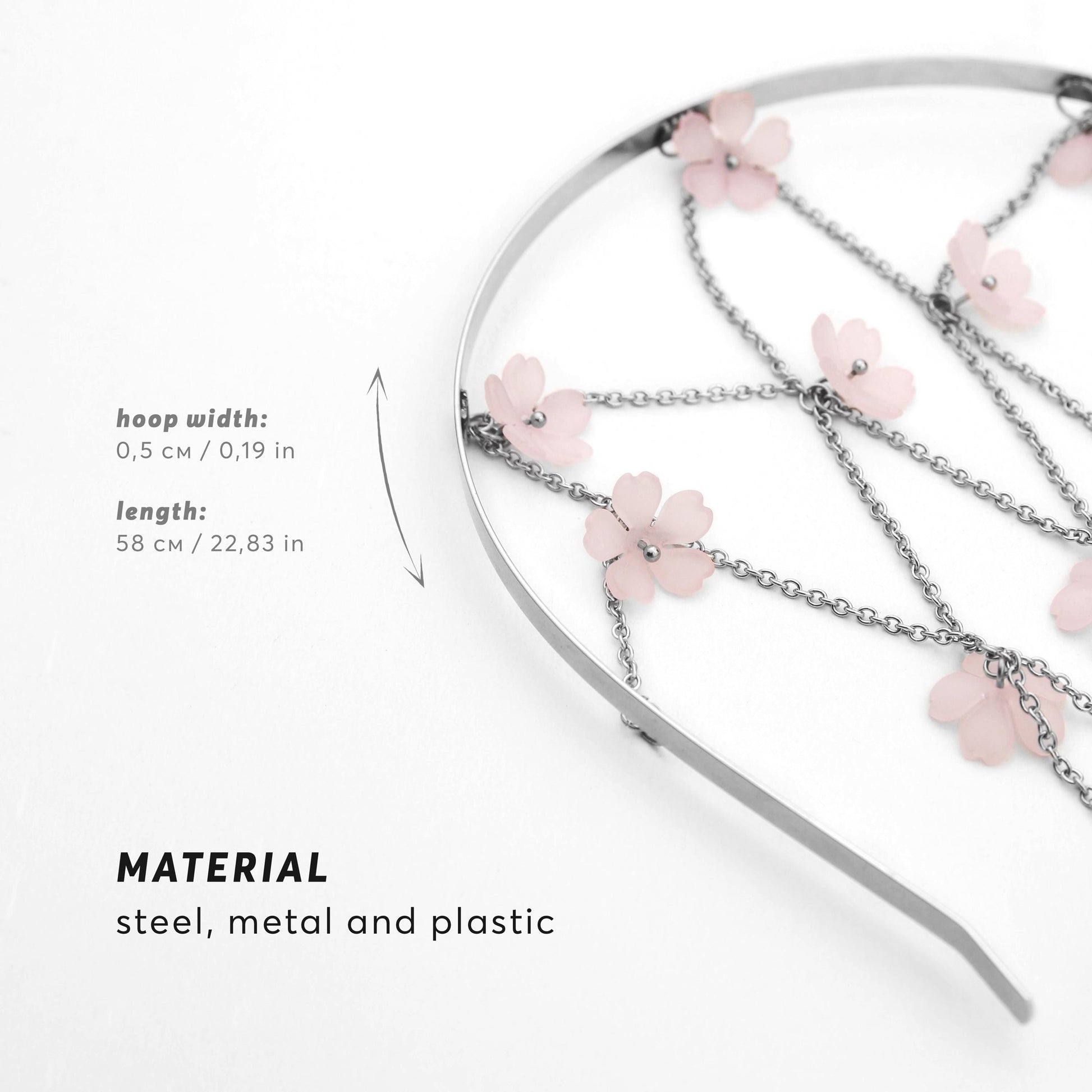 Floral Metal Veil for Women, Boho Headpiece with Flowers and Chains, Bridal Hair Accessory, Festival Jewelry