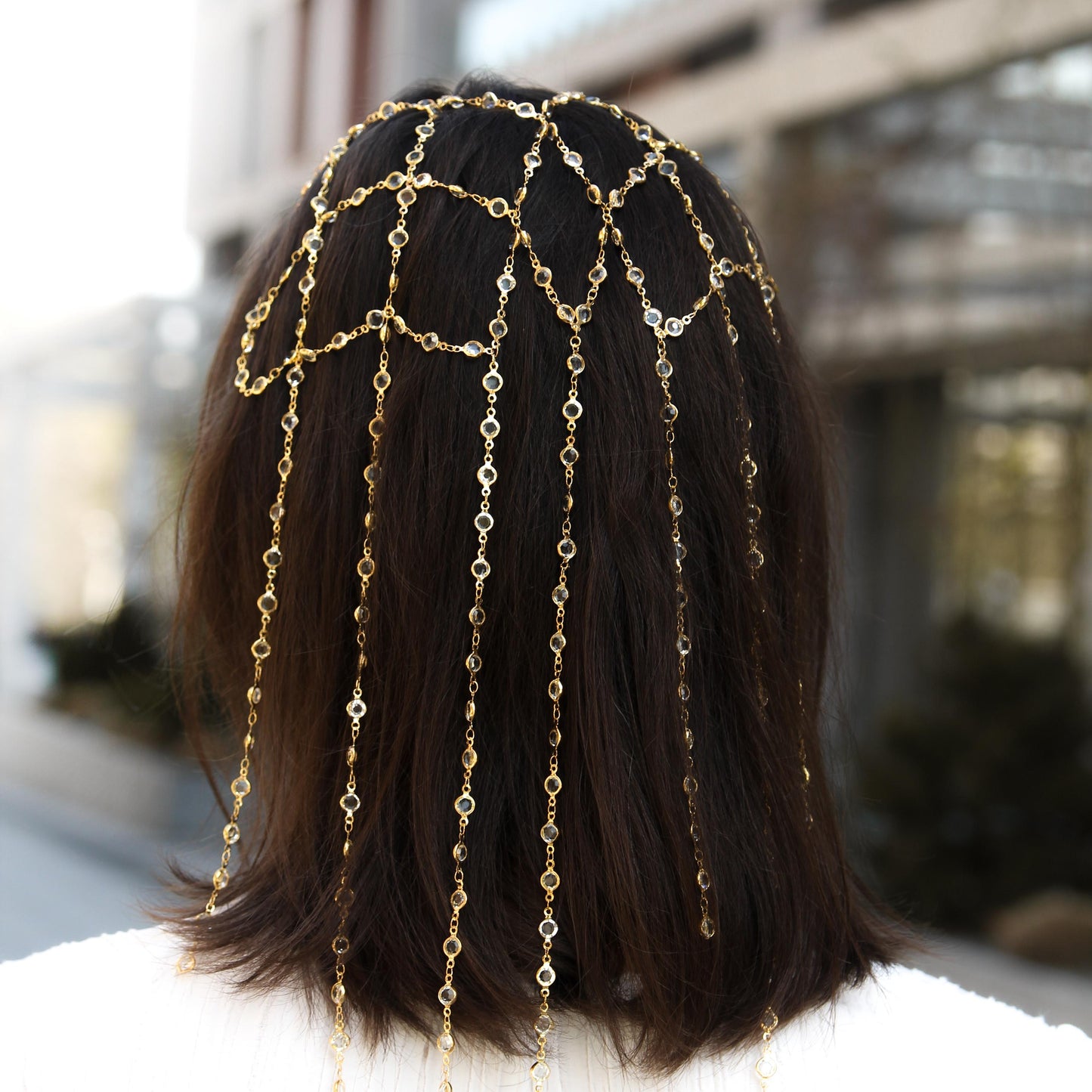 Sparkling Crystal Chain Headpiece, Elegant Bridal Hair Accessory, Wedding Hairpiece, Boho Wedding Jewelry, Gift for Bride or Bridesmaid