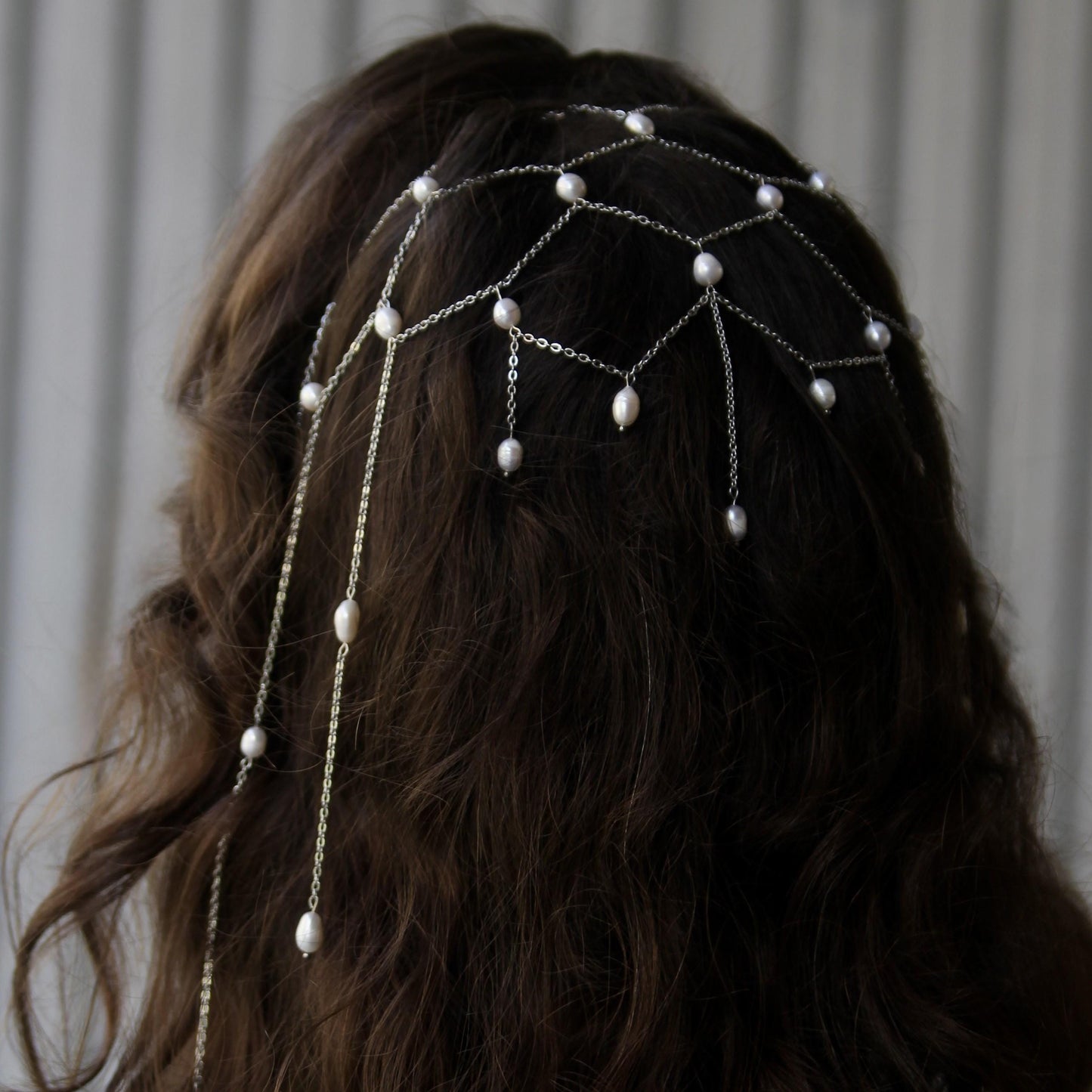 Freshwater Pearl Head Chain, Boho Bridal Hair Jewelry, Elegant Wedding Headband for Bride or Bridesmaids, Bohemian Gift