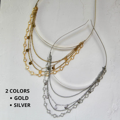 Gypsy Forehead Chain, Bohemian Headpiece, Belly Dance Head Jewelry, Festival & Tribal Hair Accessory, Layered Head Chain for Women