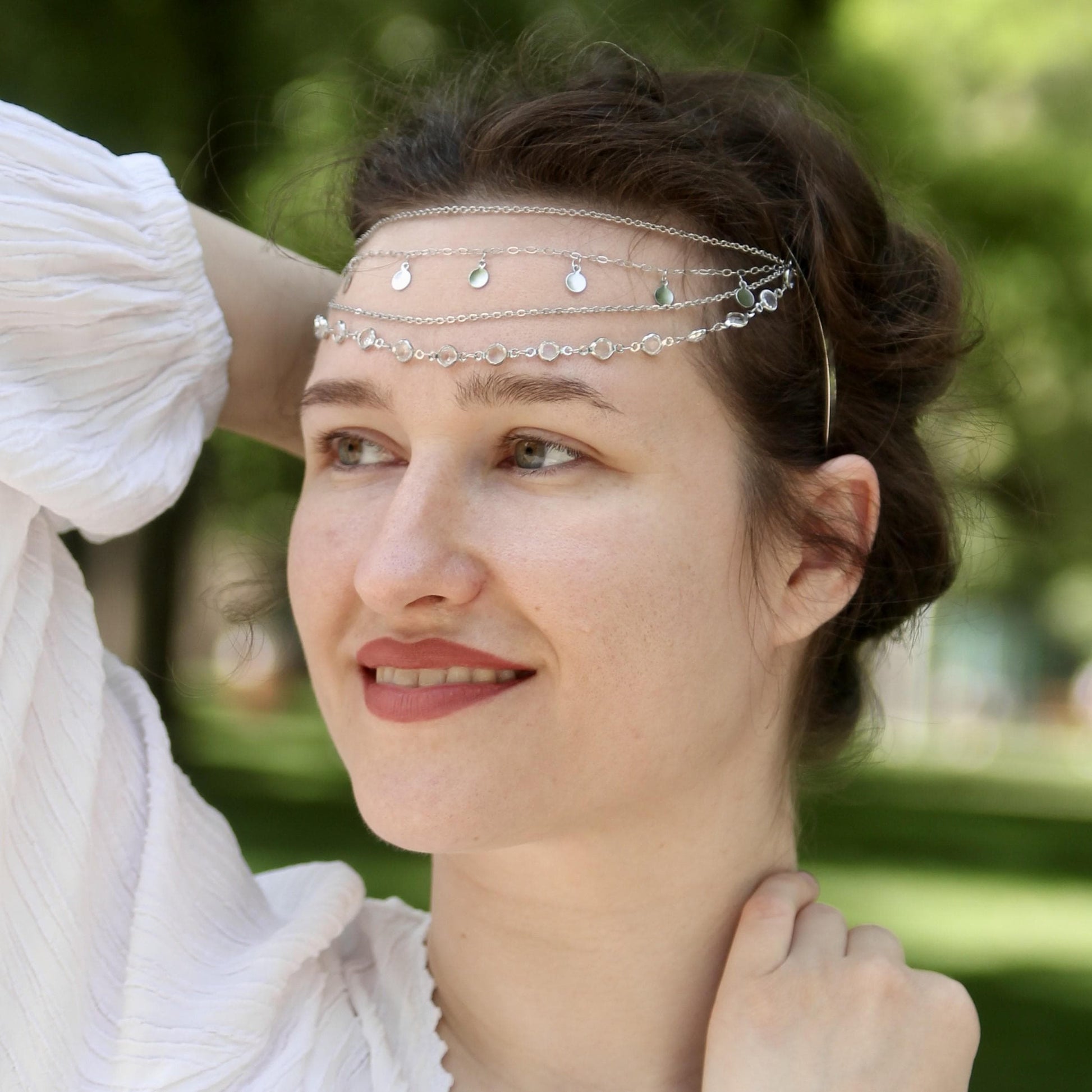 Gypsy Forehead Chain, Bohemian Headpiece, Belly Dance Head Jewelry, Festival & Tribal Hair Accessory, Layered Head Chain for Women