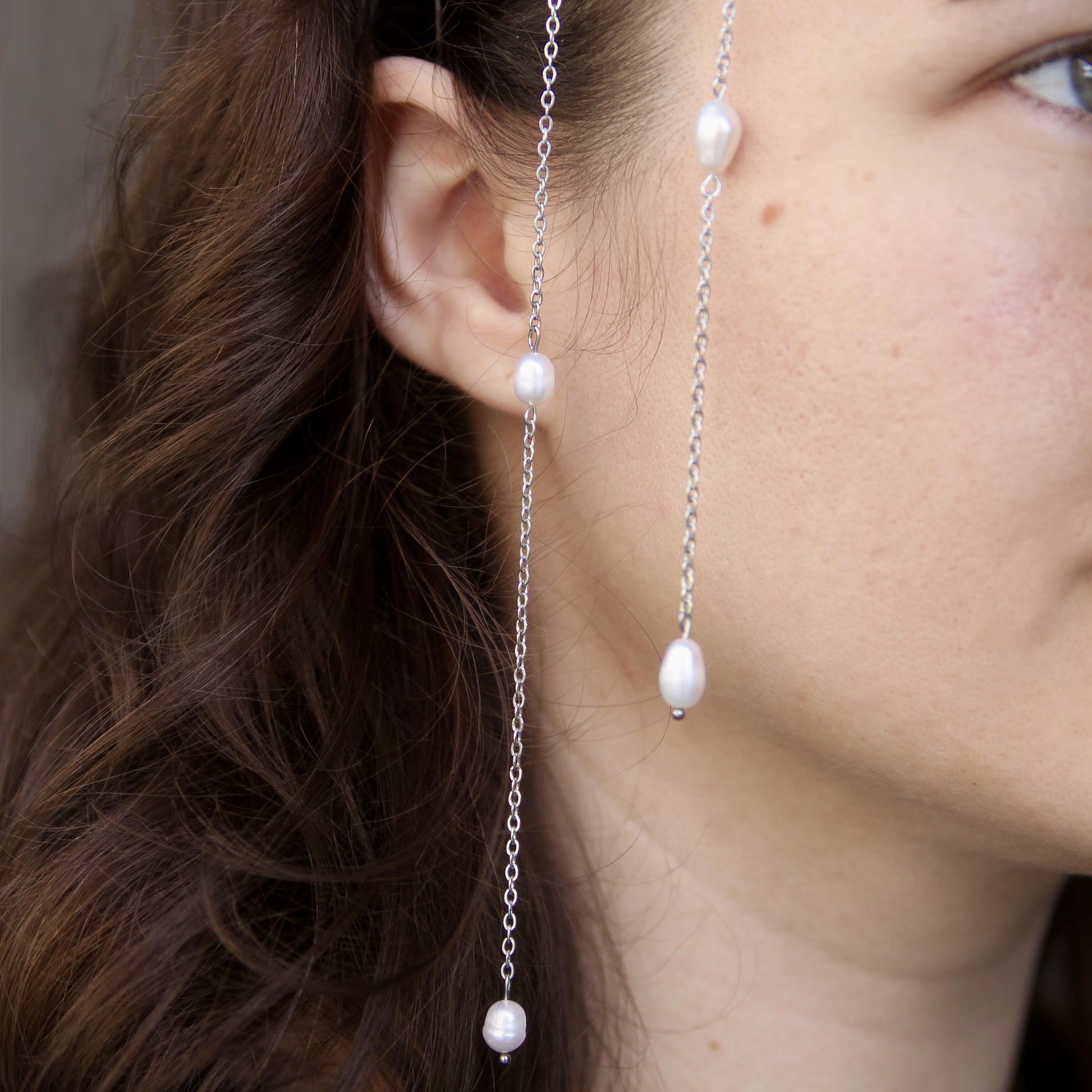 Freshwater Pearl Head Chain, Boho Bridal Hair Jewelry, Elegant Wedding Headband for Bride or Bridesmaids, Bohemian Gift