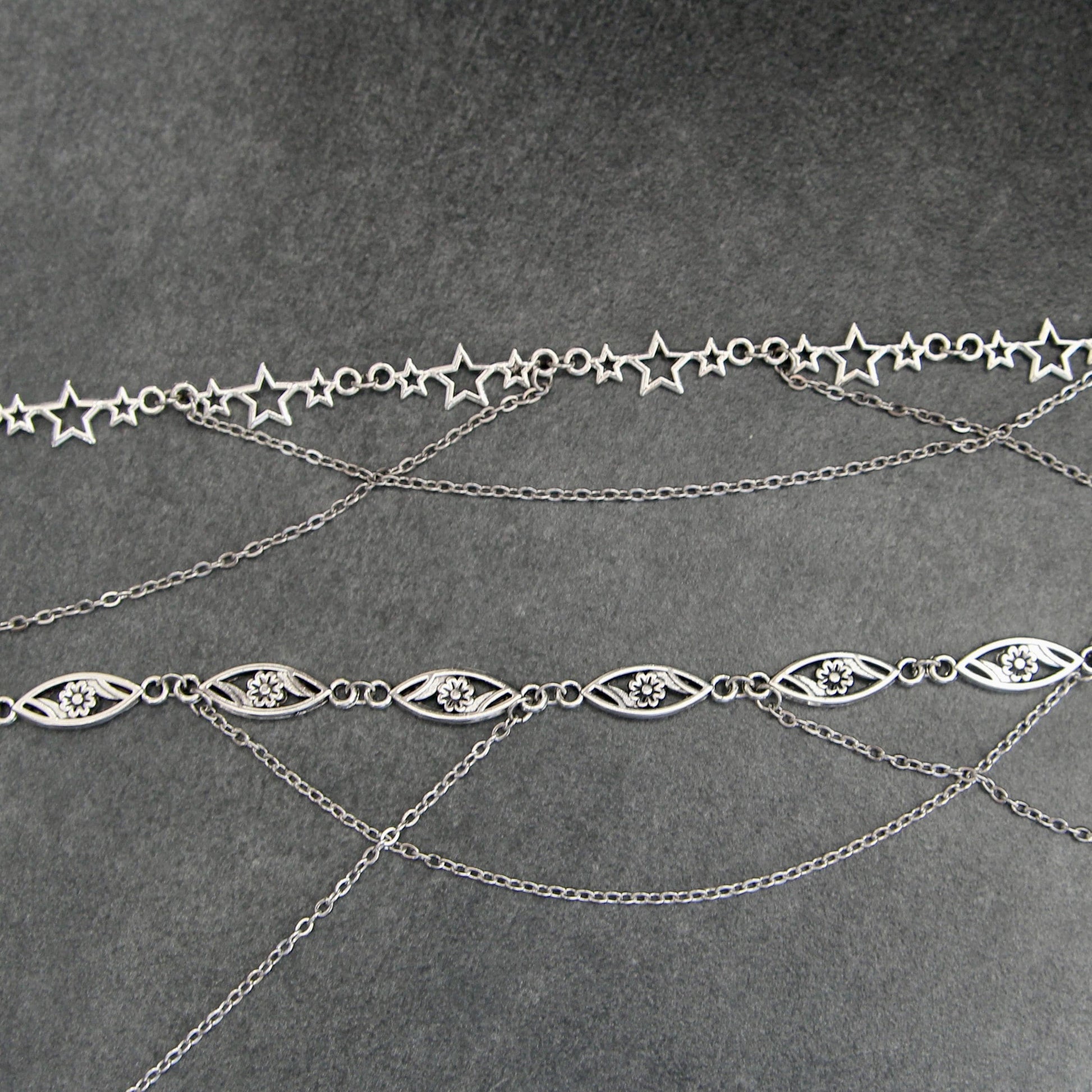 Fairycore Head Chain Jewelry, Silver Elf Tiara for Women, Perfect for Fantasy Photoshoots, Cosplay, Renaissance Fairs, Boho Festivals