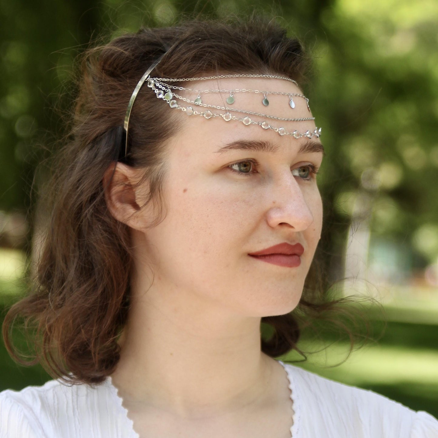 Gypsy Forehead Chain, Bohemian Headpiece, Belly Dance Head Jewelry, Festival & Tribal Hair Accessory, Layered Head Chain for Women