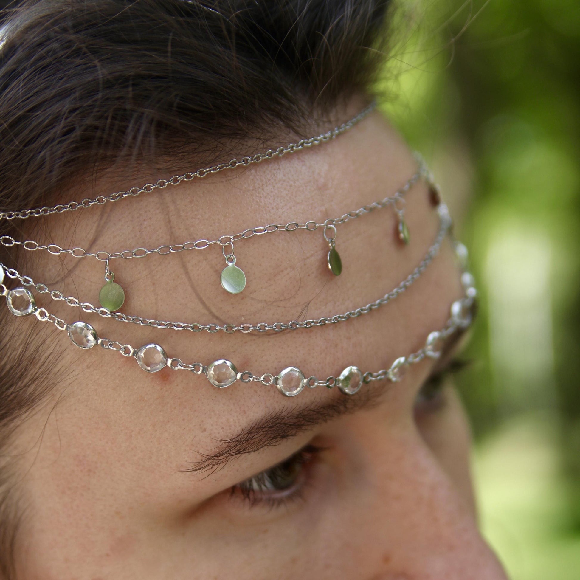 Gypsy Forehead Chain, Bohemian Headpiece, Belly Dance Head Jewelry, Festival & Tribal Hair Accessory, Layered Head Chain for Women