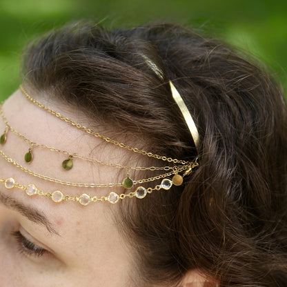 Gypsy Forehead Chain, Bohemian Headpiece, Belly Dance Head Jewelry, Festival & Tribal Hair Accessory, Layered Head Chain for Women