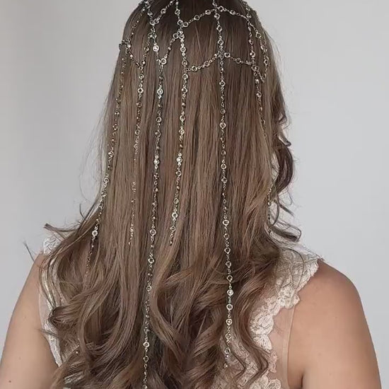 Sparkling Crystal Chain Headpiece, Elegant Bridal Hair Accessory, Wedding Hairpiece, Boho Wedding Jewelry, Gift for Bride or Bridesmaid