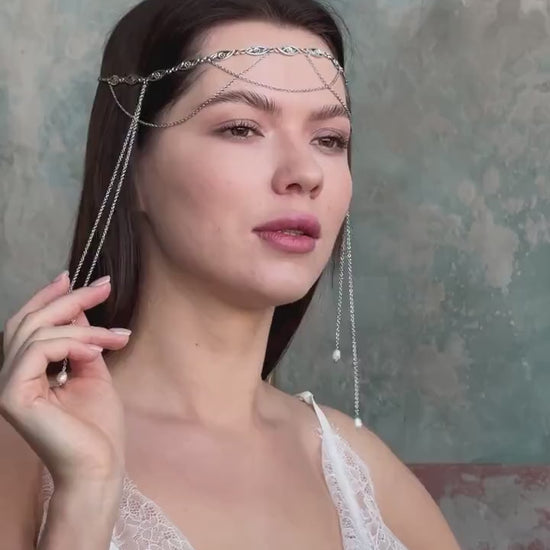 Fairycore Head Chain Jewelry, Silver Elf Tiara for Women, Perfect for Fantasy Photoshoots, Cosplay, Renaissance Fairs, Boho Festivals