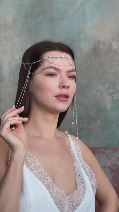 Fairycore Head Chain Jewelry, Silver Elf Tiara for Women, Perfect for Fantasy Photoshoots, Cosplay, Renaissance Fairs, Boho Festivals