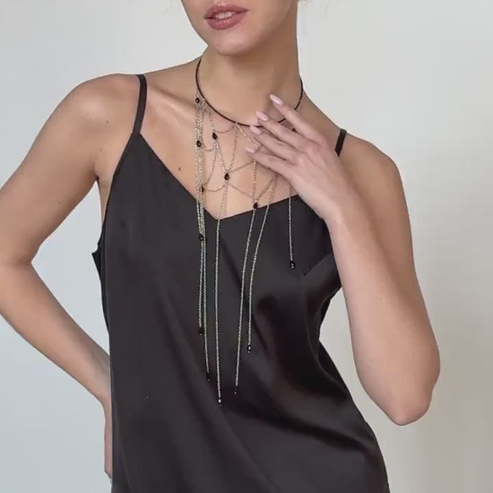 Burning Man Body Chain Choker, Festival Statement Jewelry, Drape Chain Necklace, Rave Outfit Accessory, Cyberpunk Desert Look
